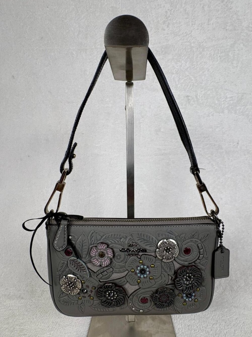 Coach Nolita 19 Tea Rose Wristlet in Grey Leather